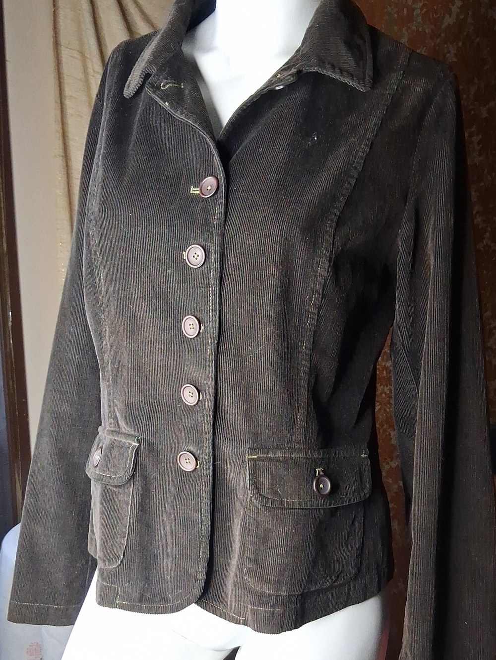 Talbots Vintage Women's Brown Corduroy Button-Front Jacket 12